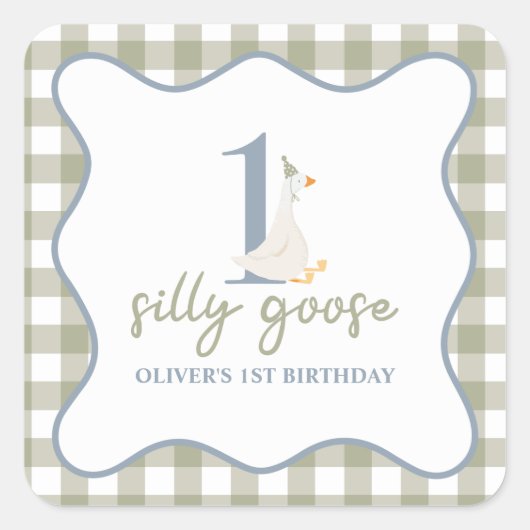 Ein Albernes Gänseblau und grün Quadratischer Aufkleber (Vorderseite)