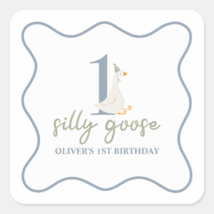 Ein Albernes Gänseblau und grün Quadratischer Aufkleber