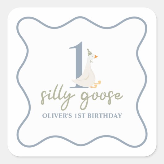 Ein Albernes Gänseblau und grün Quadratischer Aufkleber (Vorderseite)