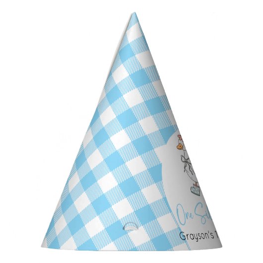 Ein Albernes Gänseblauer 1. Geburtstag Partyhütchen (Links)