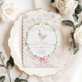 Ein Albernes Gänseblütenrosa Bow Girl 1. Geburtsta Einladung