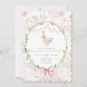 Ein Albernes Gänseblütenrosa Bow Girl 1. Geburtsta Einladung (Vorderseite)