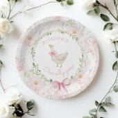 Ein Albernes Gänseblütenrosa Bow Girl 1. Geburtsta Pappteller