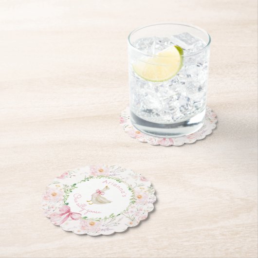 Ein Albernes Gänseblütenrosa Bow Girl 1. Geburtsta Untersetzer (Vor Ort)