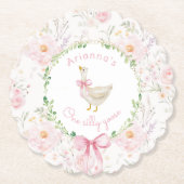 Ein Albernes Gänseblütenrosa Bow Girl 1. Geburtsta Untersetzer (Vorderseite)