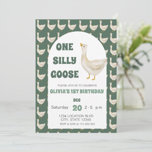 Ein Albernes Gänsegeschlecht neutrales Party Gebur Einladung (Stehend Vorderseite)