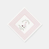 Ein Albernes Gänsehorn Pink Gingham 1. Geburtstag Serviette (Ecke)