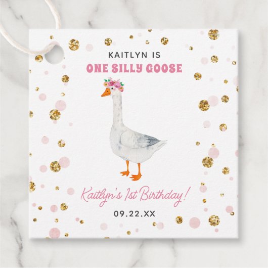 Ein Albernes Gänsehühnchen 1. Geburtstag Party Geschenkanhänger (Vorderseite)