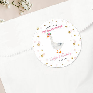 Ein Albernes Gänsehühnchen 1. Geburtstag Party Runder Aufkleber