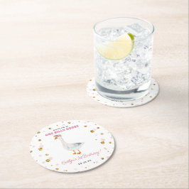 Ein Albernes Gänsehühnchen 1. Geburtstag Party Runder Pappuntersetzer