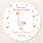 Ein Albernes Gänsehühnchen 1. Geburtstag Party Runder Pappuntersetzer (Vorderseite)