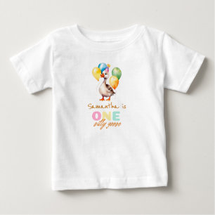 Ein Albernes Gänsehühnchen Rosa 1. Geburtstag Baby T-shirt