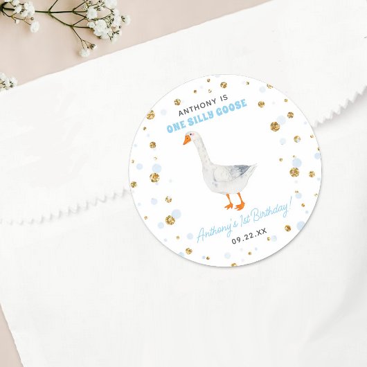 Ein Albernes Gänsejubiläum 1. Geburtstag Party Runder Aufkleber