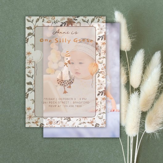 Ein Albernes Gänseneutrales 1. Geburtstag Party Pergament Einladungen