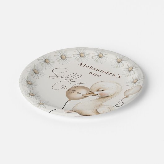 Ein Albernes Gänseneutrales Boho Baby 1. Geburtsta Pappteller (Schrägansicht)