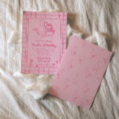 Ein Albernes Gänsepink Gezeichnet Mädchen 1. Gebur Einladung