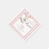 Ein Albernes Gänsepink Gingham Balloons Geburtstag Serviette (Ecke)
