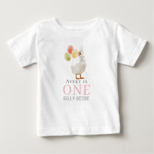 Ein Albernes Gänsepink-Mädchen 1. Geburtstag Baby T-shirt