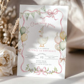 Ein Albernes Gänsepink-Mädchen 1. Geburtstag Einladung