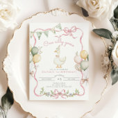 Ein Albernes Gänsepink-Mädchen 1. Geburtstag Einladung