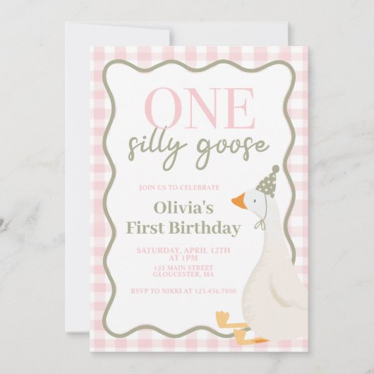 Ein Albernes Gänserosa Einladung (Vorderseite)