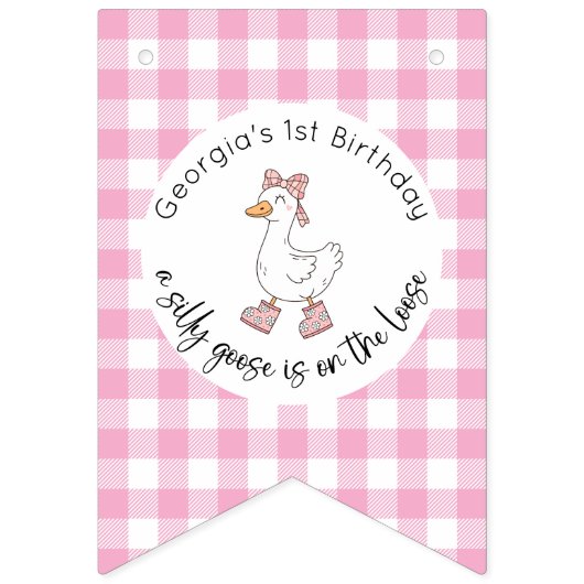 Ein Albernes Gänserosa Geburtstagsbanner Wimpelkette (Erste Fahne)