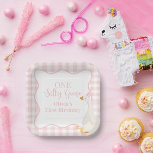 Ein Albernes Gänserosa Pappteller (Party)