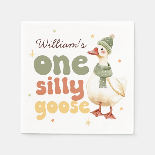 Ein Albernes Gänseweihnachtsgrün 1. Geburtstag Serviette (Vorderseite)