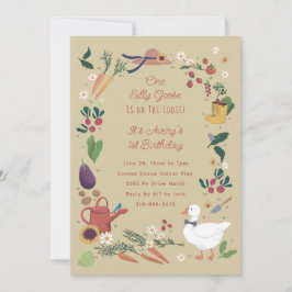 Ein Albernes Goose Age Bauer Garden Thema Geburtst Einladung