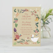 Ein Albernes Goose Age Bauer Garden Thema Geburtst Einladung (Stehend Vorderseite)