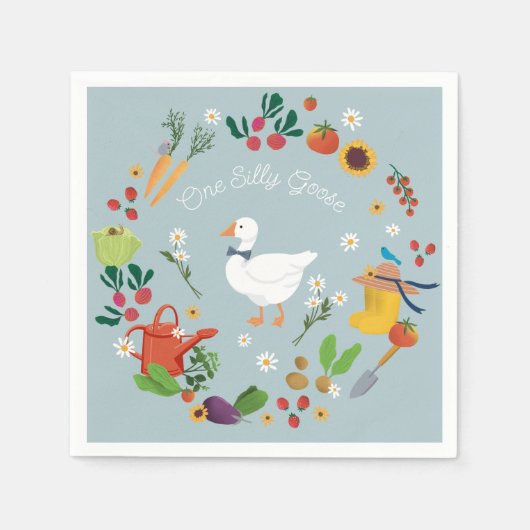 Ein Albernes Goose Bauer Garden Thema Blue Serviette (Vorderseite)