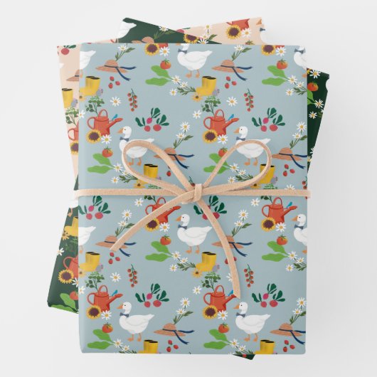 Ein Albernes Goose Bauer Garden Thema Geschenkpapier Set (Beispiel)