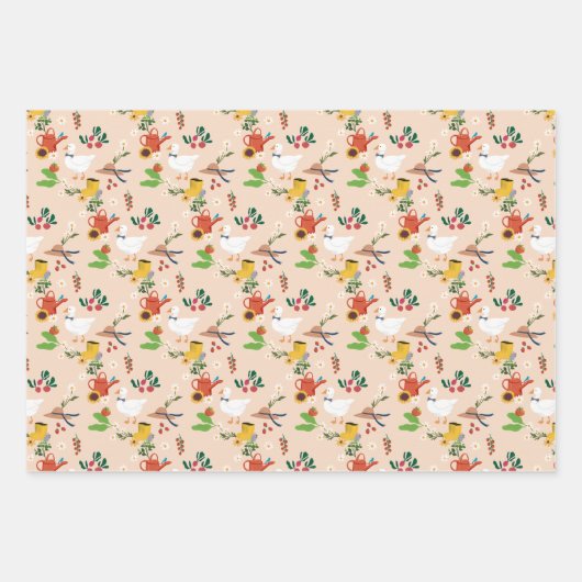 Ein Albernes Goose Bauer Garden Thema Geschenkpapier Set (Vorderseite 3)