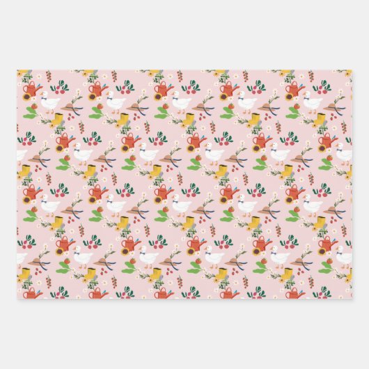 Ein Albernes Goose Bauer Garden Thema Geschenkpapier Set (Vorderseite)