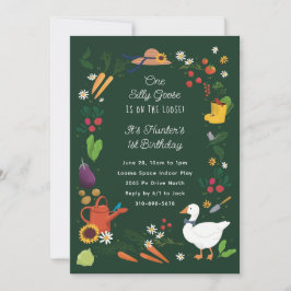 Ein Albernes Goose Bauer Garden Thema Grün Geburts Einladung