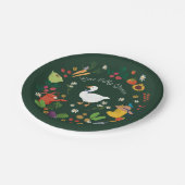 Ein Albernes Goose Bauer Garden Thema Grün Pappteller (Schrägansicht)