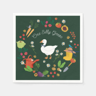 Ein Albernes Goose Bauer Garden Thema Grün Serviette