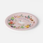 Ein Albernes Goose Bauer Garden Thema Pink Pappteller (Schrägansicht)