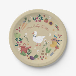 Ein Albernes Goose Bauer Garden Thema Tan Pappteller