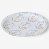 Ein Albernes Goose Blue Bow Wappen Vintag Pappteller (Schrägansicht)