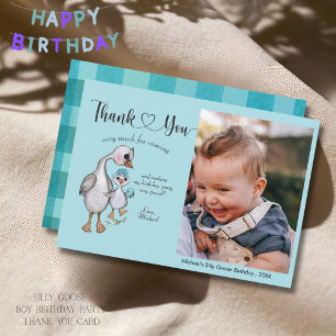Ein Albernes Goose Boy's Foto Dankeschön Card Dankeskarte