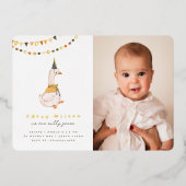 Ein Albernes Goose Foto 1. Geburtstag Party Folieneinladung (Vorderseite)