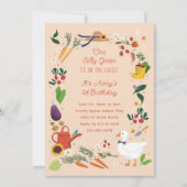 Ein Albernes Goose Peach Bauer Garden Thema Geburt Einladung (Vorderseite)