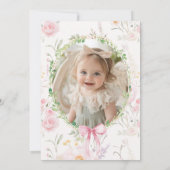 Ein Albernes Goose Pink Bow Girl Foto 1. Geburtsta Einladung (Rückseite)