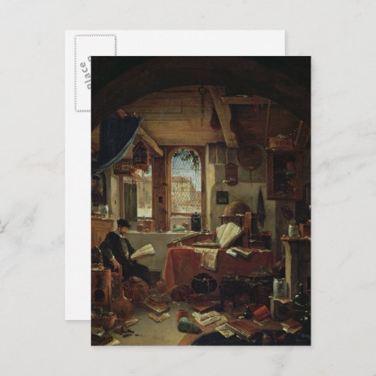 Ein Alchemist in seinem Labor Postkarte (Vorne/Hinten)