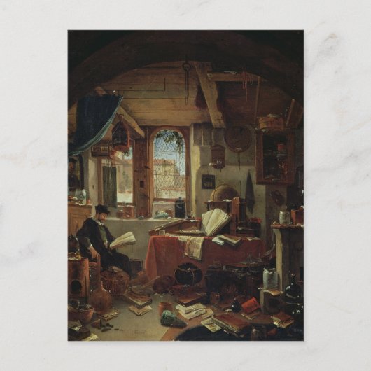 Ein Alchemist in seinem Labor Postkarte (Vorderseite)