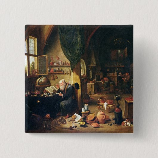 Ein Alchemist in seiner Werkstatt Button (Vorderseite)