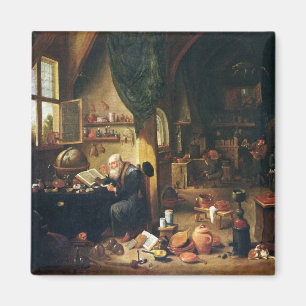 Ein Alchemist in seiner Werkstatt Magnet
