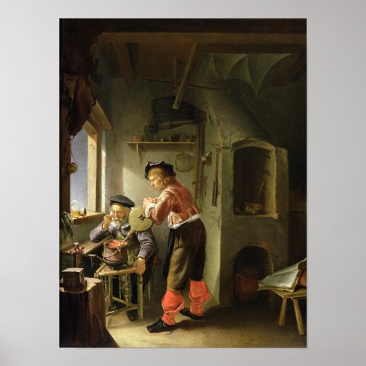 Ein Alchemist und sein Assistent in ihrer Werkstat Poster (Vorne)