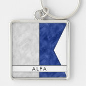Ein Alfa/Alpha-Signal-Flag + Ihr Name Schlüsselanhänger (Vorne)